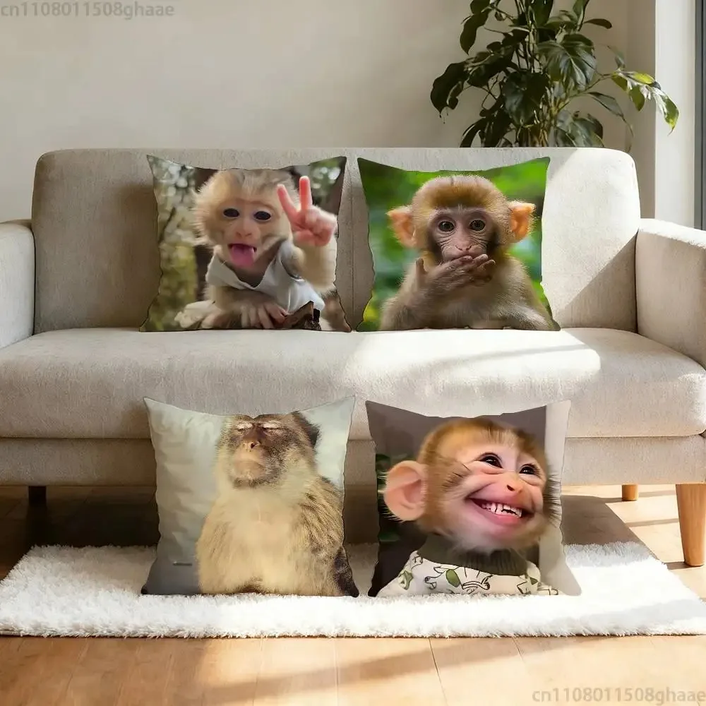

Funny Meme Monkey Cushion Cover Cute Monkey Emoji Throw Pillow Case for Living Room Sofa Prank Gift Home Decor Pillowcase 40x40