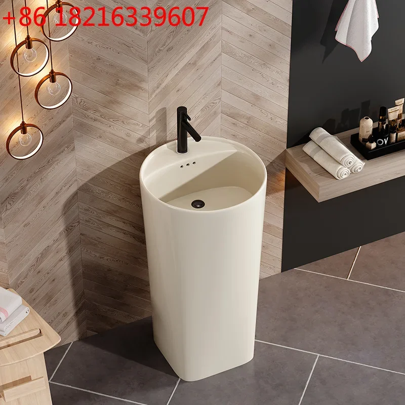 TA O Cream ceramic column basin integrated floor-to-ceiling bathroom balcony small apartment