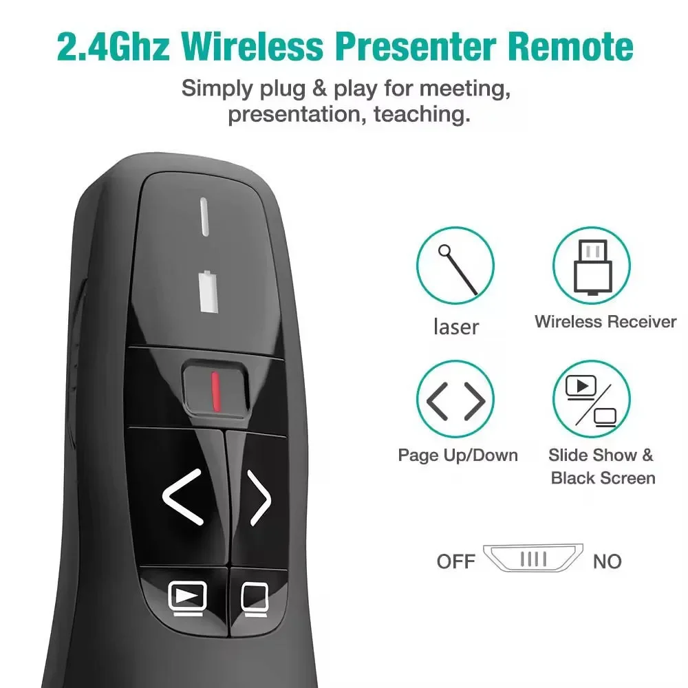 PPT Presenter 2.4GHz USB R400 Wireless Remote Control Pen Pointer For Powerpoint Z2 Remote Controller