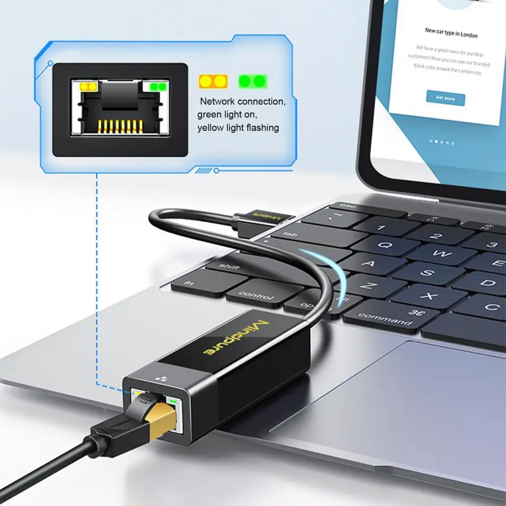 Network Card Universal Fast Transfer Anti-inference Low Latency LED Working Indicator Internet Connection Driver Free Type-C USB