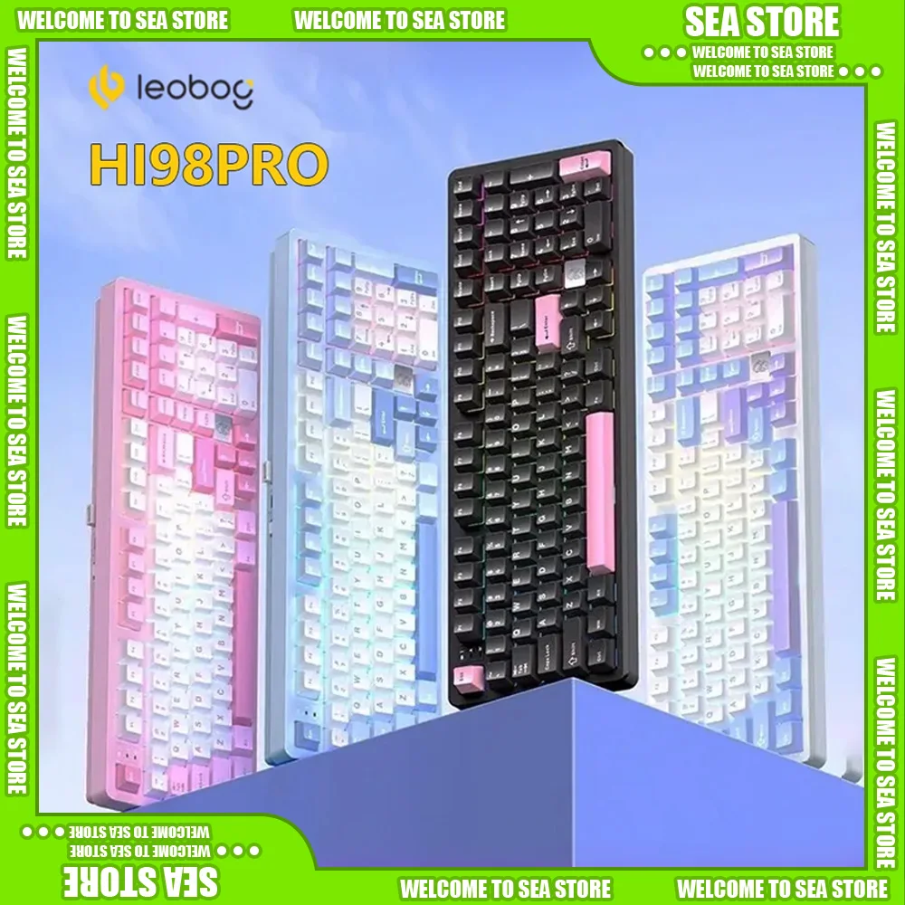 New Leobog Hi98Pro Mechanical Keyboard Hot Swap Gasket Gaming Keyboard E-sports Customized 3Mode Bluetooth Wireless Aluminum