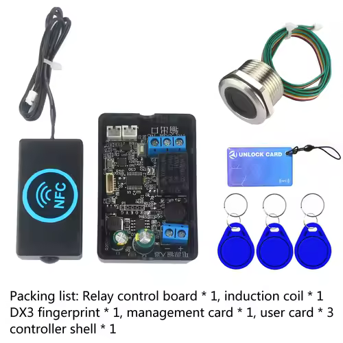 Mobile phone NFC fingerprint relay control module DC10V-120V IC card induction access controller Switch locomotive car unlock - Image 10