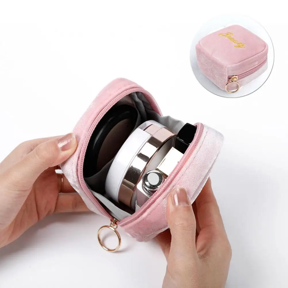 Pink Cosmetic Pouch Portable Cosmetic Storage Bag Cosmetic Bag Travel Makeup Pouch Hand-held Design Organized Storage