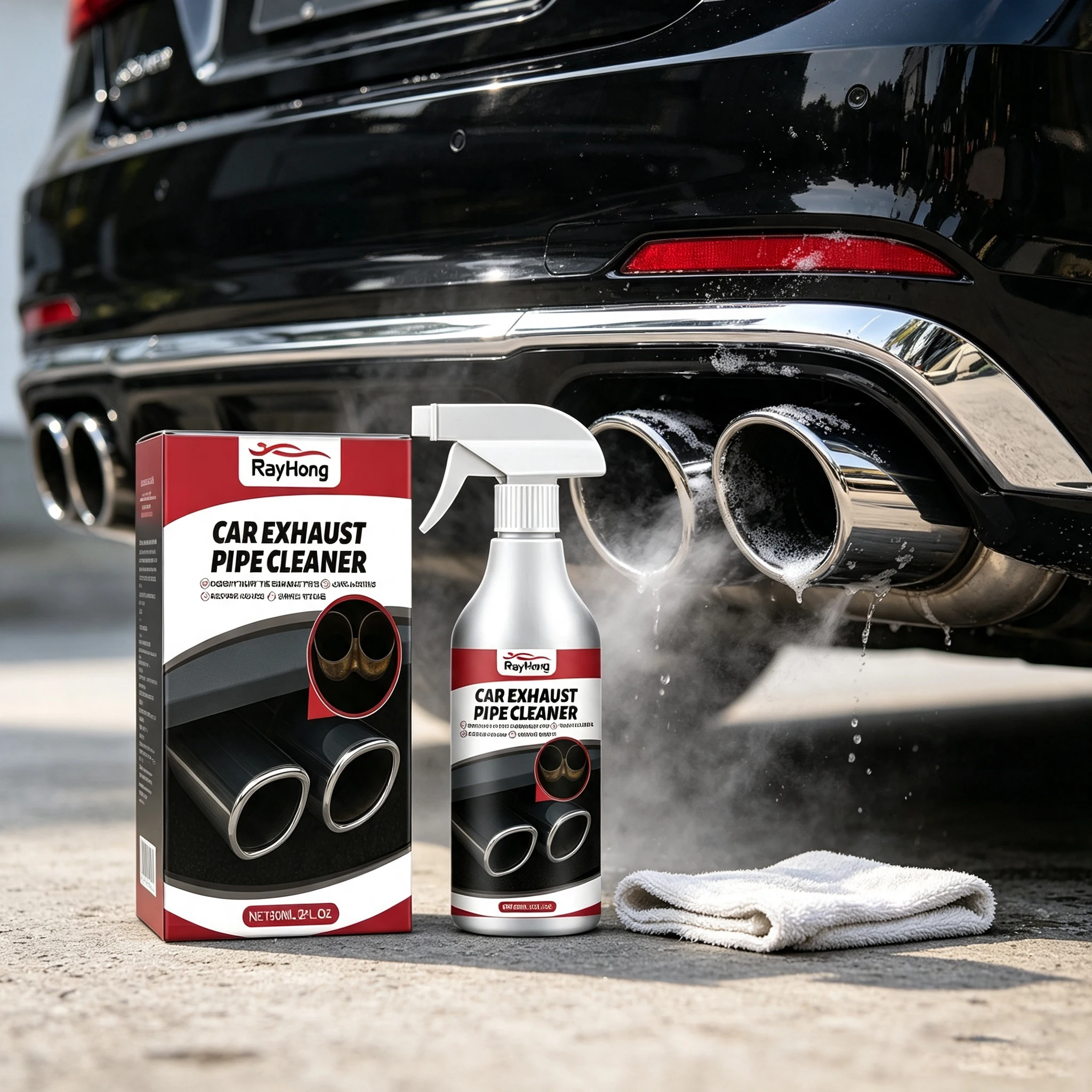 Car Exhaust Pipe Cleaner Cleans Carbon Deposits Rust Removal Restore Gloss Metal Polish Anti-Aging Iron Powder Maintenance Agent