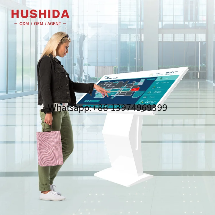 HUSHIDA 43 Inch Indoor 1080p Floor Stand Android Kiosk Touch Screen Interactive Kiosk