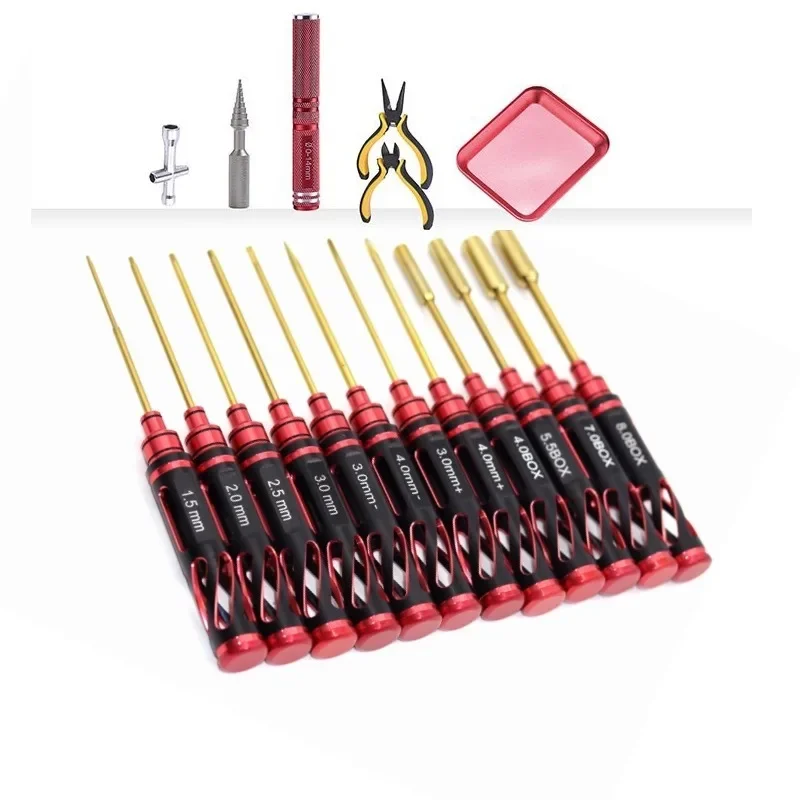 Kit di strumenti RC 18 in 1 pinze per cacciavite set di scatole di riparazione per chiavi a bussola con manica esagonale per la riparazione di aerei RC giocattoli modello di auto Rc