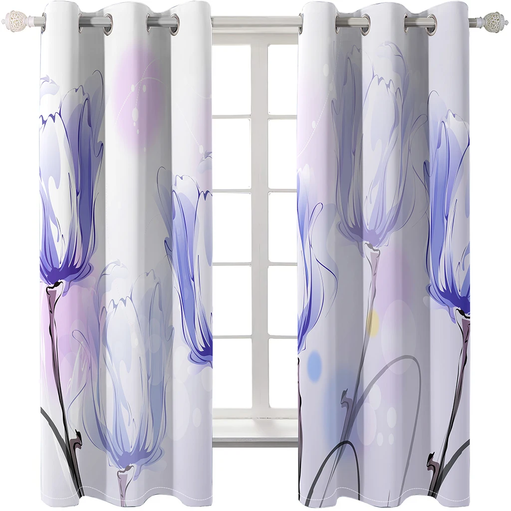 Beautiful Photo Fashion Customized 3D Curtains purple flower curtains 3d stereoscopic Drapes Cortinas