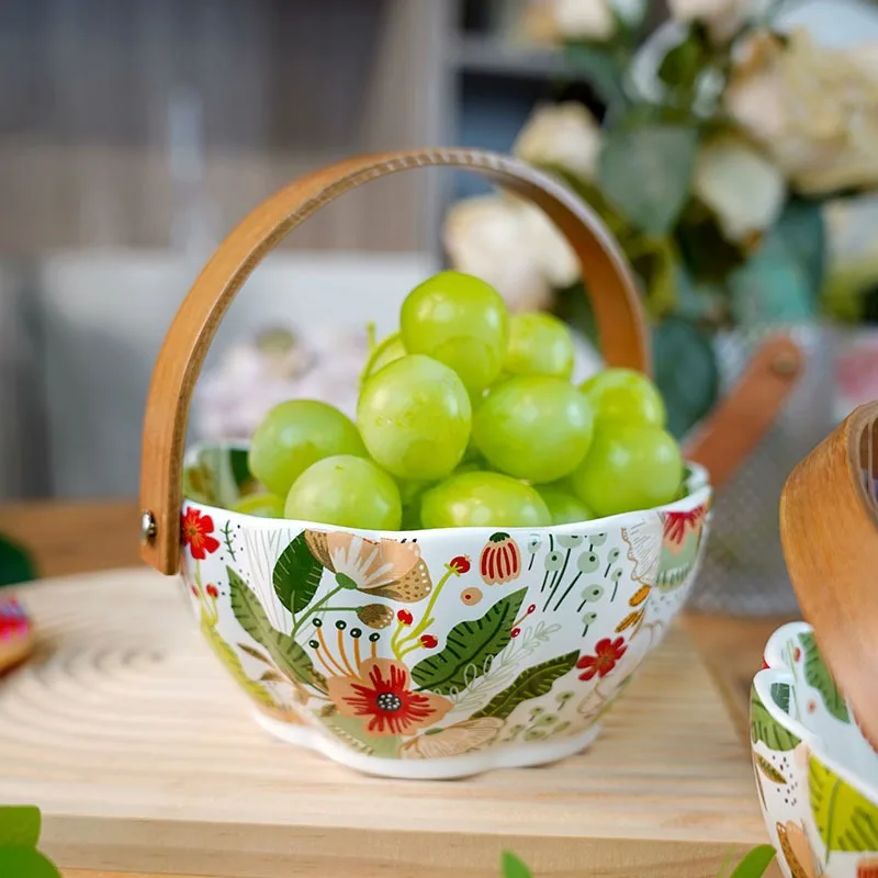 Kleurrijke wolkenbloem handmand, kanten fruitmand Poolse kleur keramische fruitschaal