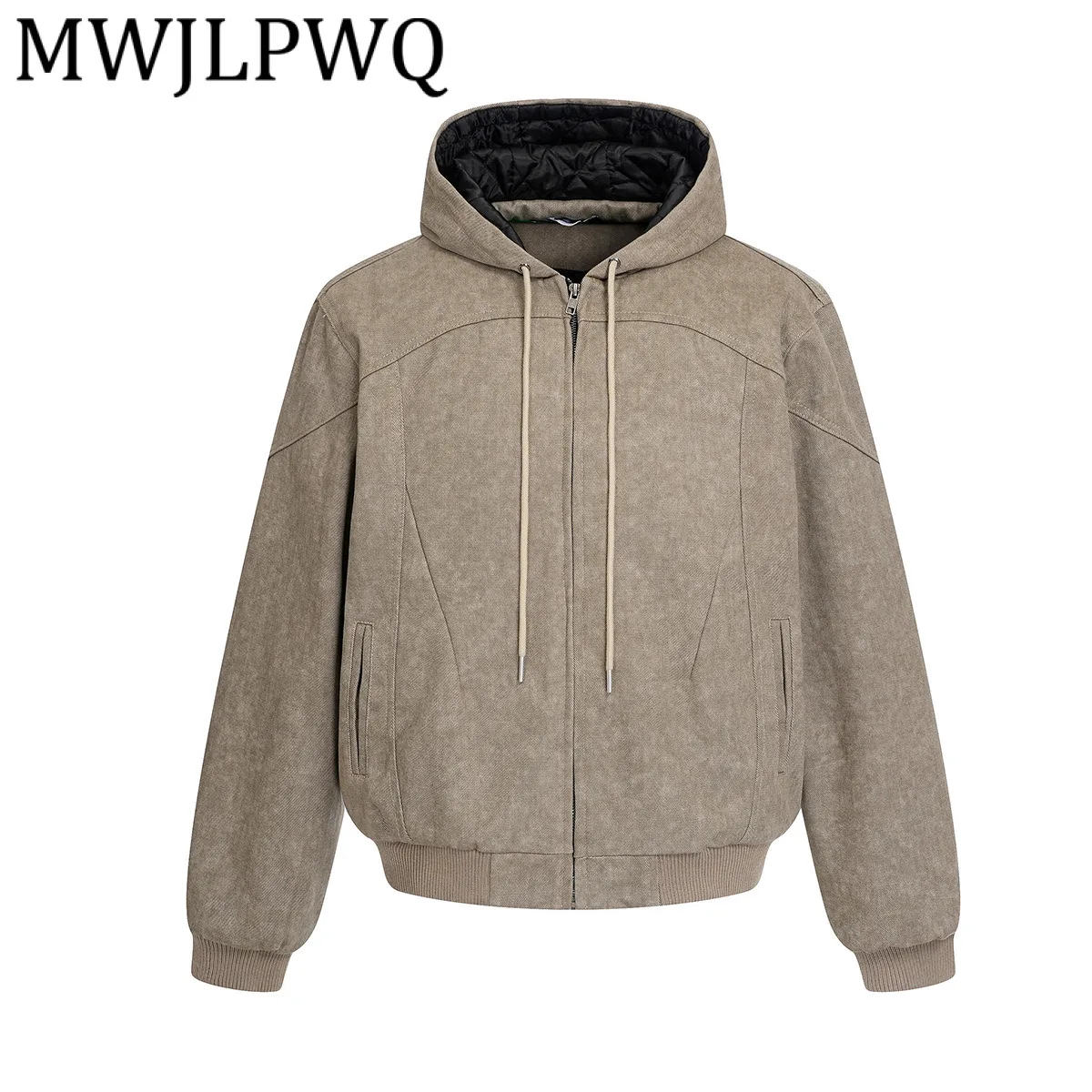 

MWJLPWQ Men's Clothing American Retro Washed Structure Workwear Street Hooded Jacket Padded Coat For Men 2025 Autumn New 21925