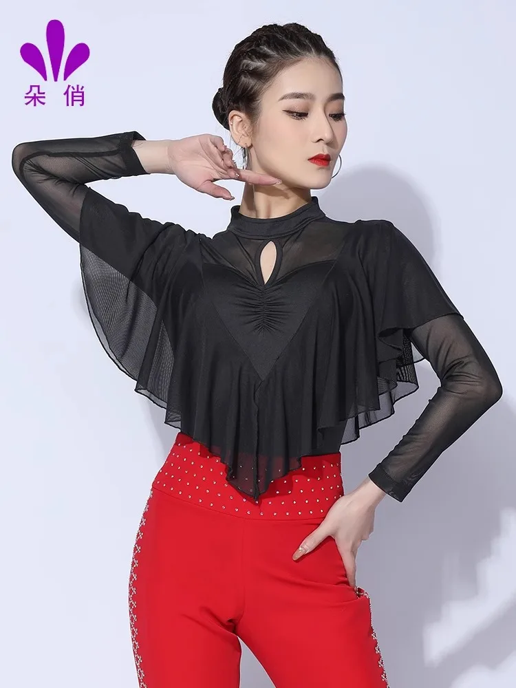 

2024 New Latin Dance Dress Autumn Dance Dress jumpsuit long sleeved top women's professional national standard dance dress