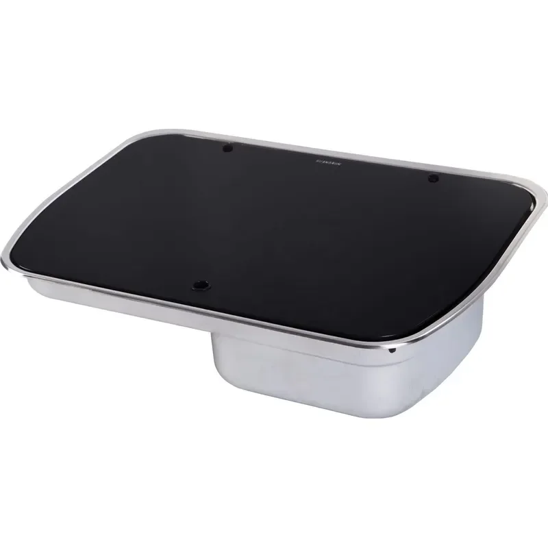 for HEYRV 2 Burner Integrated Gas Stove 304 Stainless Steel with Black Glass Cover for RV and RV Kitchen Sinks