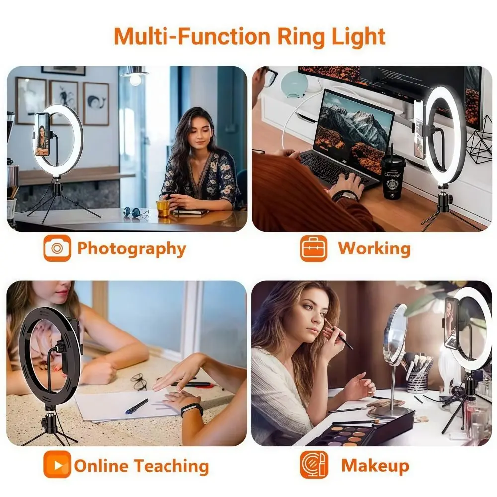 

New 26CM 10" LED Shooting Light Ring with Tripod Stand Dimmable Phone Fill Light Durable Portable Photography Lights For Selfies