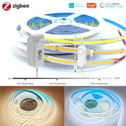 Светодиодная лента Zigbee 3,0, 12 В постоянного тока, 1-5 м, COB, 320 светодиодов, гибкая комнатная светодиодная гирлянда высокой плотности, водонепроницаемая, умная для умных вещей, Alexa