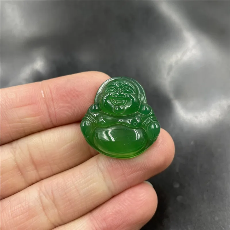 Cheap Jade Green Chalcedony Maitreya Buddha Pendant Emerald Green Agate Small Buddha Pendant Jade pendant