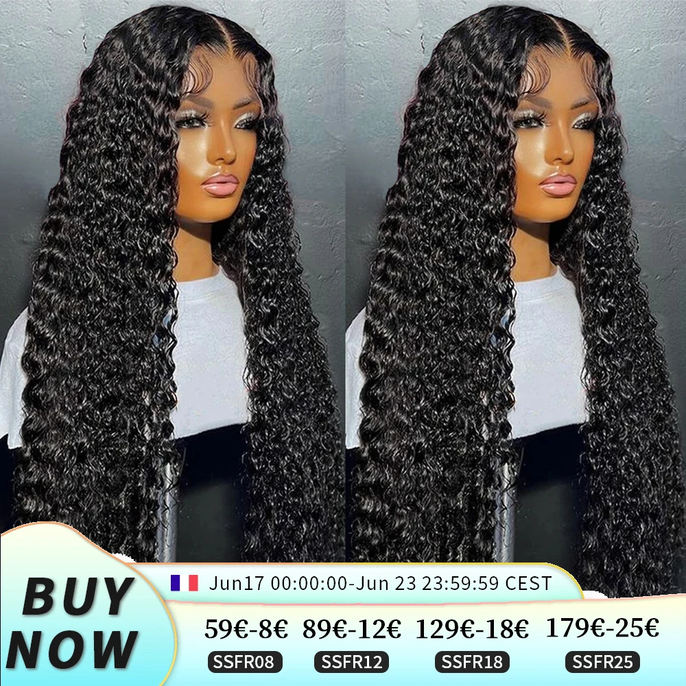 Miniask 13X4 13X6 Deep Wave Human Hair Wig Transparent Lace Front Wig Pre Plucked 4X4 Lace Closure Wig For Black Women