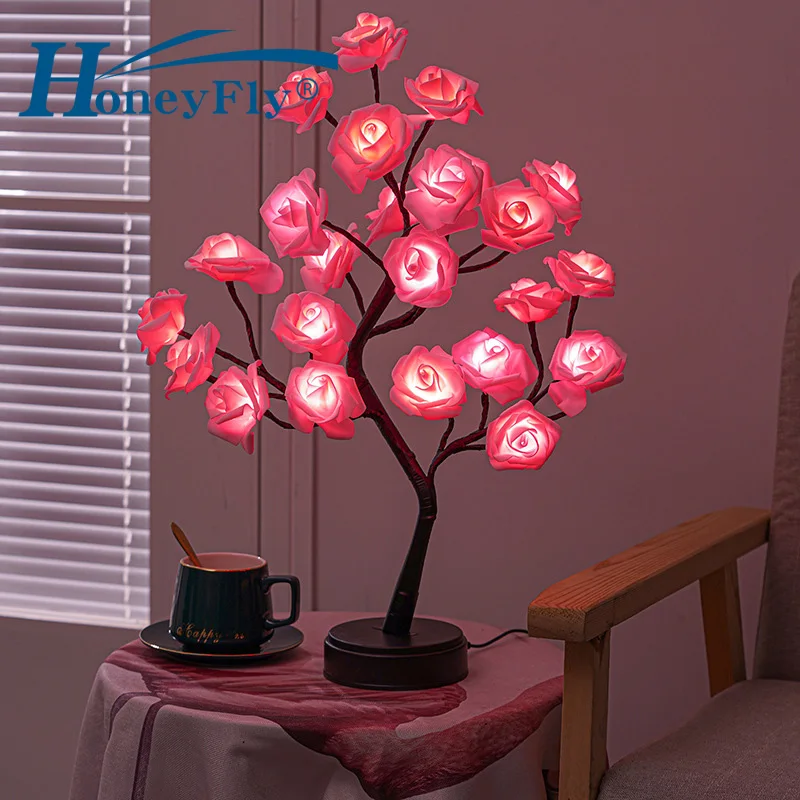 

HoneyFly LED Rose Tree Lamp Detachable Valentine's Day Flower Effect Night Light USB AA Battery Powered For Living Room Decor