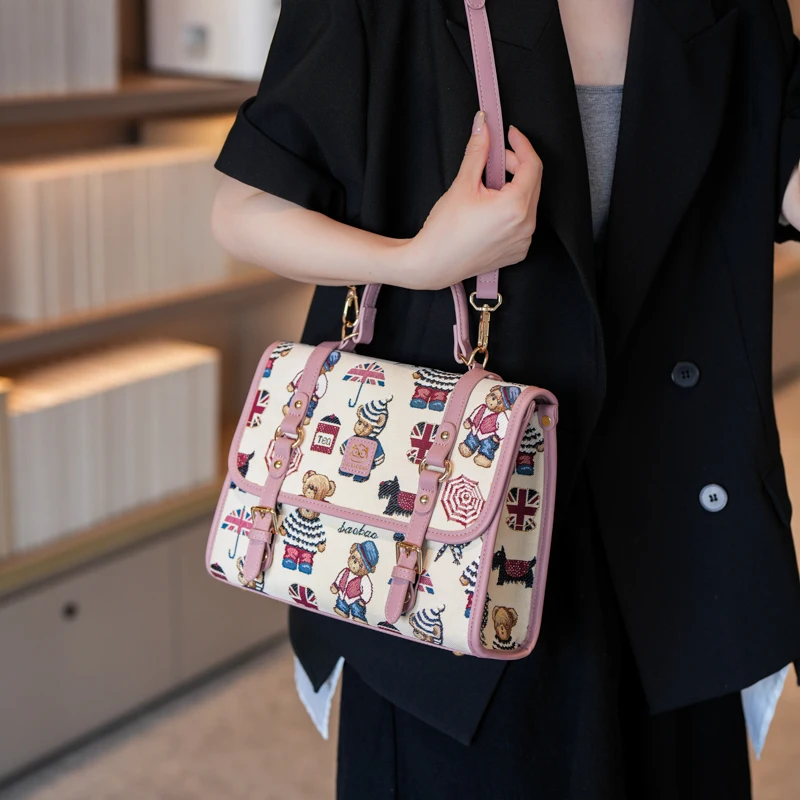 

Little Bear casual INS stylish schoolbag shoulder crossbody bag,Backpack for Girls 2025 New fashionable cartoon cute backpack