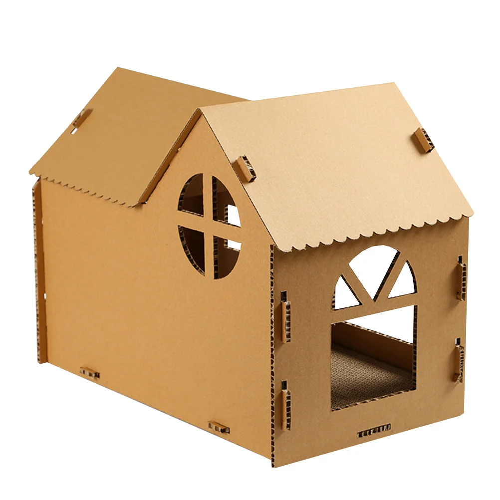 Kitten Toys Cat House Scratch Board Pet Light Brown Corrugated Paper Scratching