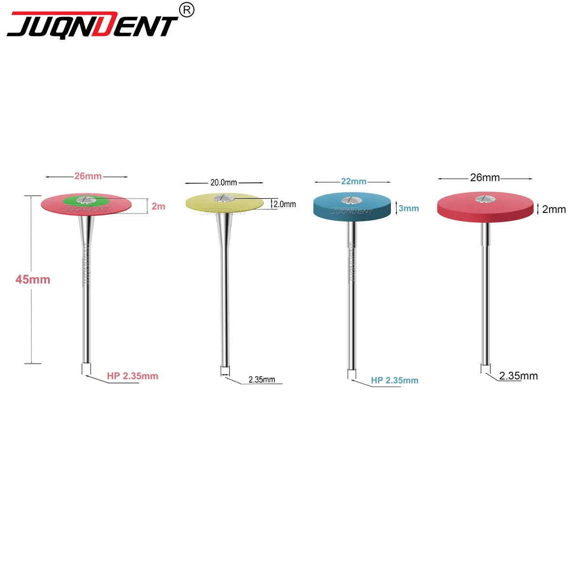 Dental Rubber Diamond Polishing Wheels Polisher Disc HP 2.35mm For Ceramic Porcelain Zirconia Grinding Polishing Dental Products