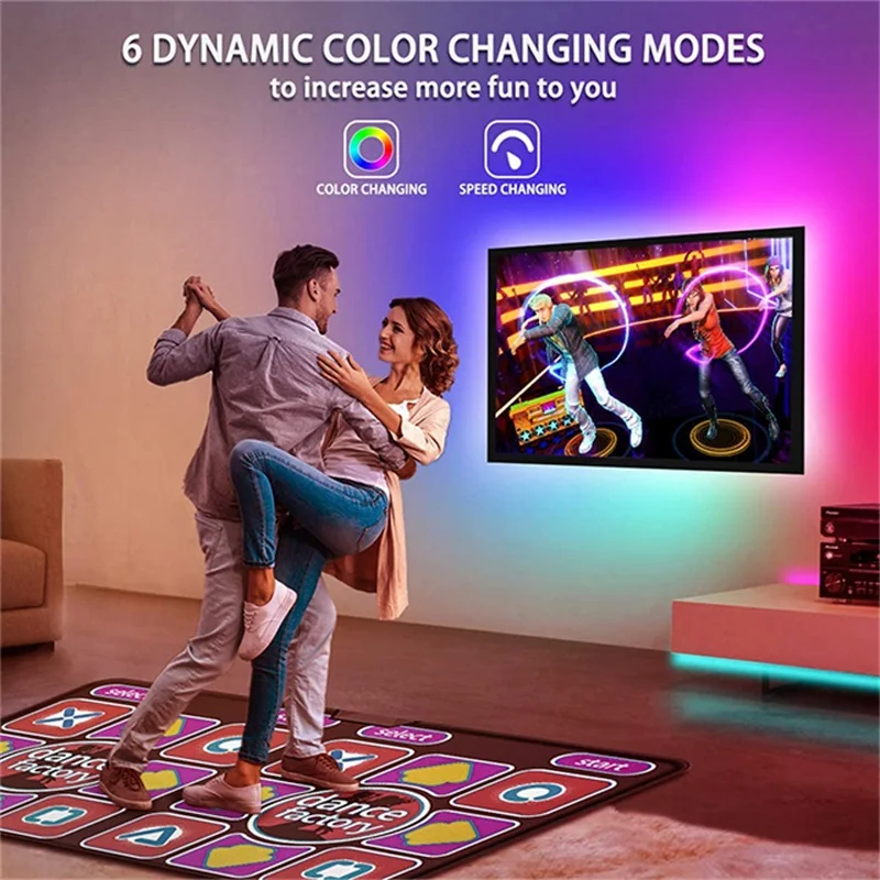 Tira de luces LED de sincronización RGB, iluminación de fondo de TV para interiores, cambio de Color, Control por aplicación inteligente, USB, 5050