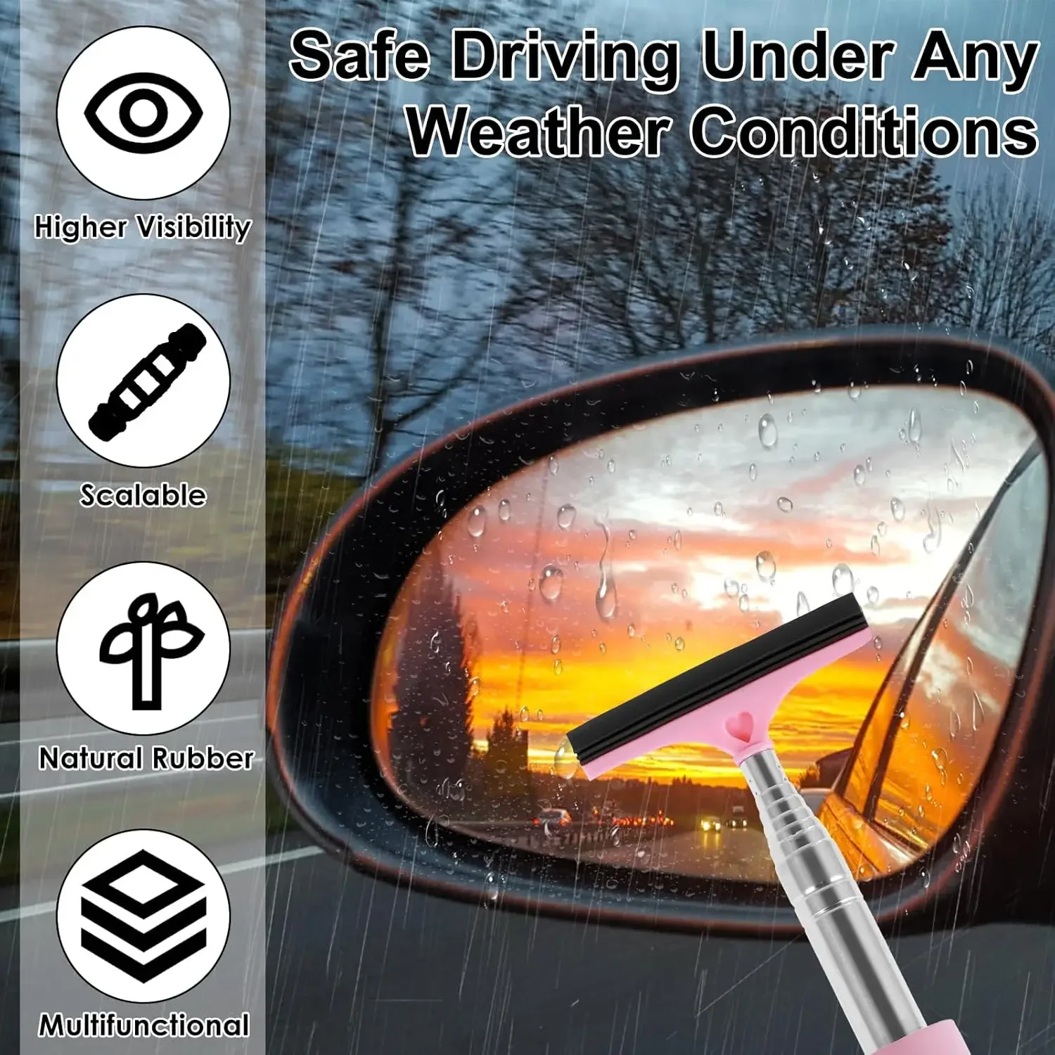 Rearview Mirror Windscreen Wiper Retractable Portable Rubber Squeegee Cleaning Tools Parts Car Rain Remover For Auto Accessories view 4