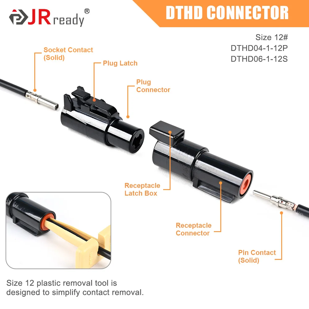 Imagem -03 - Conectores Elétricos Automotivos Jrready Crimp Tool Kit Dtp e Dthd Deutsch St6361 Contém Dtp 24 Pin e Dthd Pin