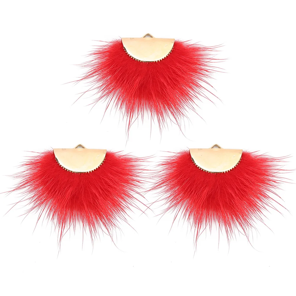 1 Bag 5pcs DIY Ear Accessories Hair Fan Shape Earring Pendant Ornament Adornement for Female (Red)