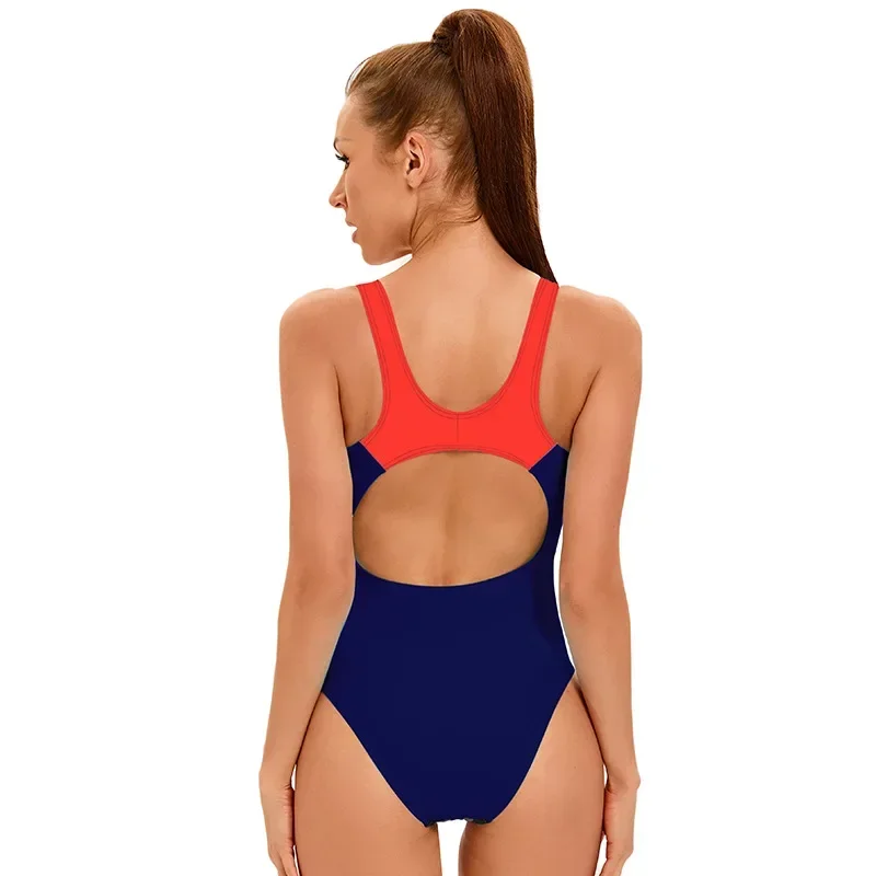 Custom LOGO S-5XL Women's clothing new sports one-piece swimsuit female sexy backless conservative triangular swimsuit