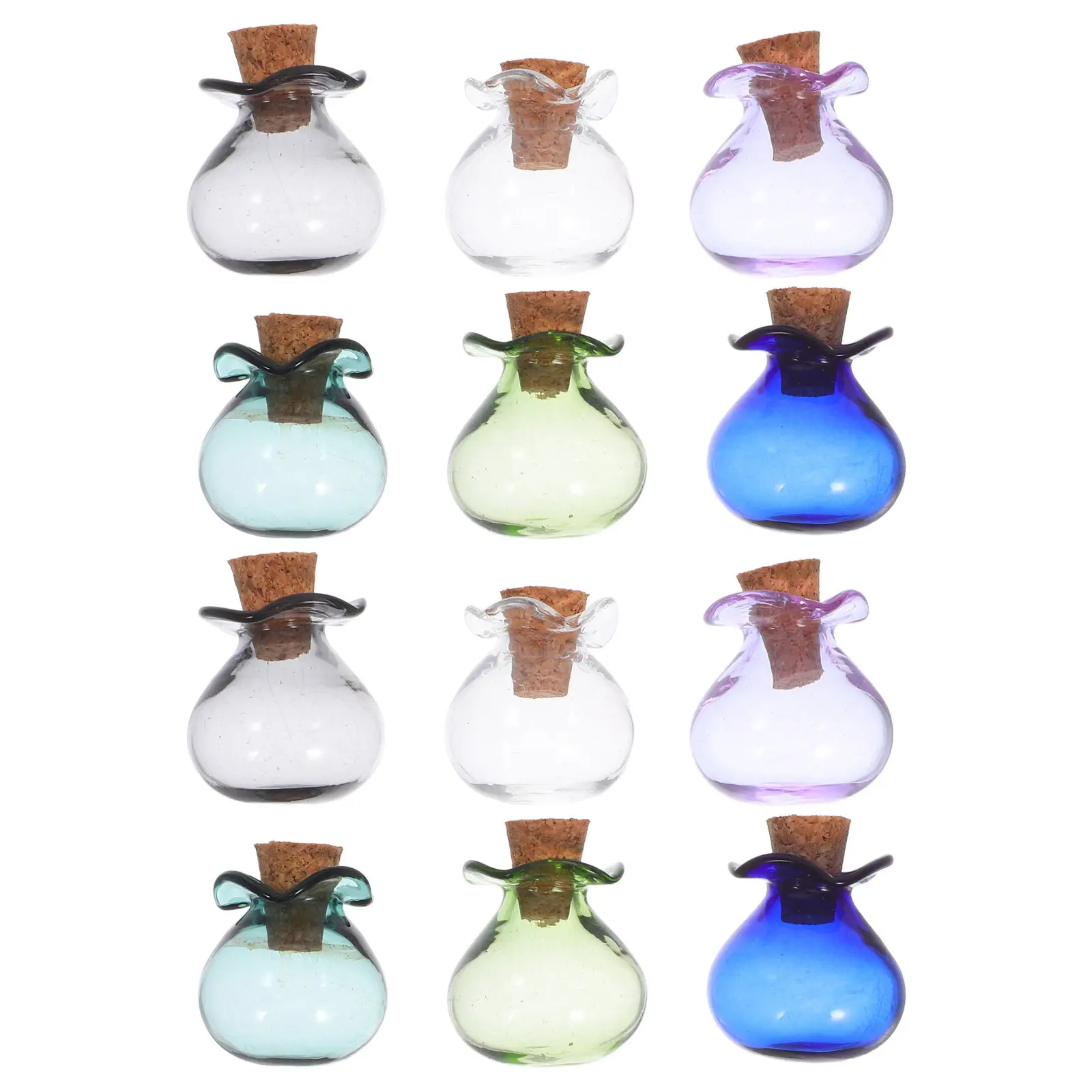 12Pcs Mini Glass Vials Corked Sealing for DIY Crafting Wedding Favors Home Decoration Transparent Wish Message Bottles
