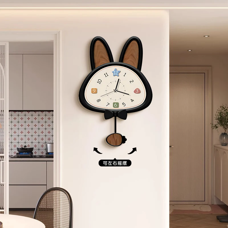 

French antique living room watch wall clock cat dining table clock wall hanging silent creative no punching Wall Decoration