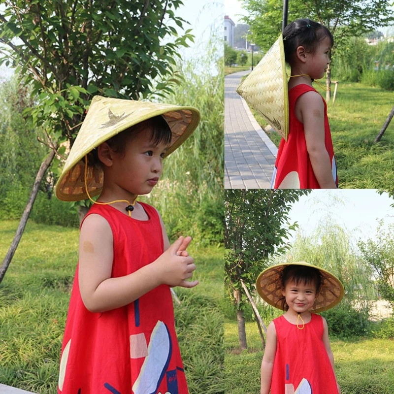 Sun Hat for Children Taking Photo Wide Brim Traditional Spring Summer Cone Hat