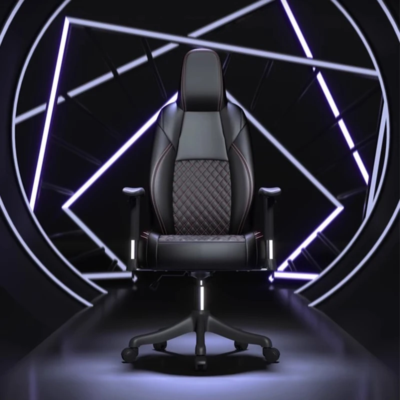 Black Shilla Gaming Chair Leather Racing Chair Home Office Computer Chair Lifting Swivel Armrest Reclining Comfortable Seat