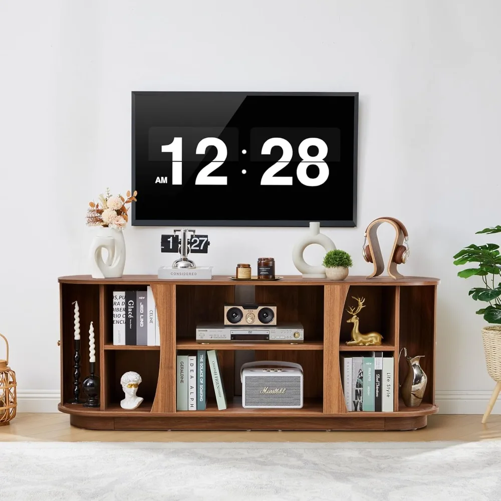 63 Mid Century Modern TV Stand for Tvs up to 70, Fluted TV Media Console Table with Storage, Customized