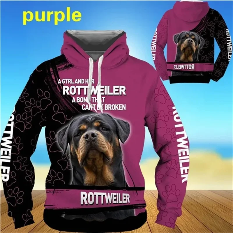 3d Print Animal Funny Rottweiler Dog Hoodies For Men Casual Pullovers Sweatshirt Loose Oversized Mens Hoodies Streetwear Tops