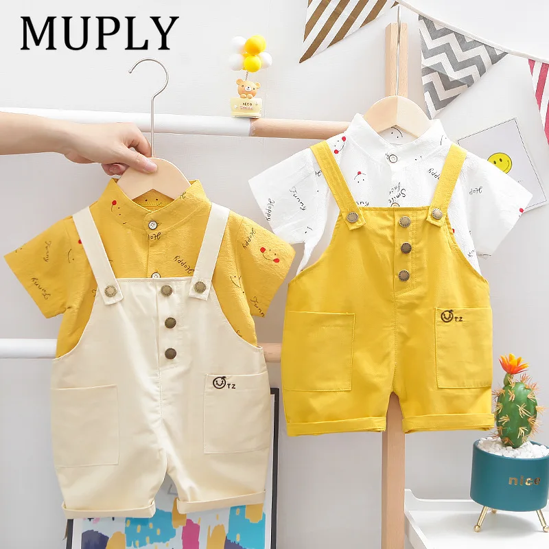 Summer Baby Boys Clothes Suit Children Girls Fashion T-Shirt Overalls 2Pcs/Set Toddler Casual Costume Kids Tracksuits
