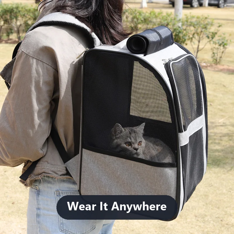 Lightweight Cat Backpack Carrier with Breathable Mesh - Portable Travel Backpack for Cats, Dogs, and Small Pets