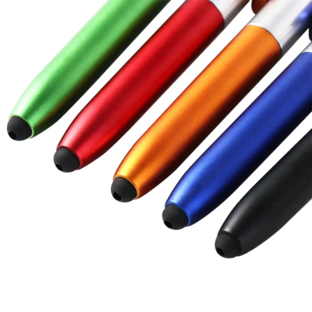 Multifunctional Office Students School Night Reading Cellphone Holder Ballpoint Pen with LED Light Stylus Pen Writing Pen