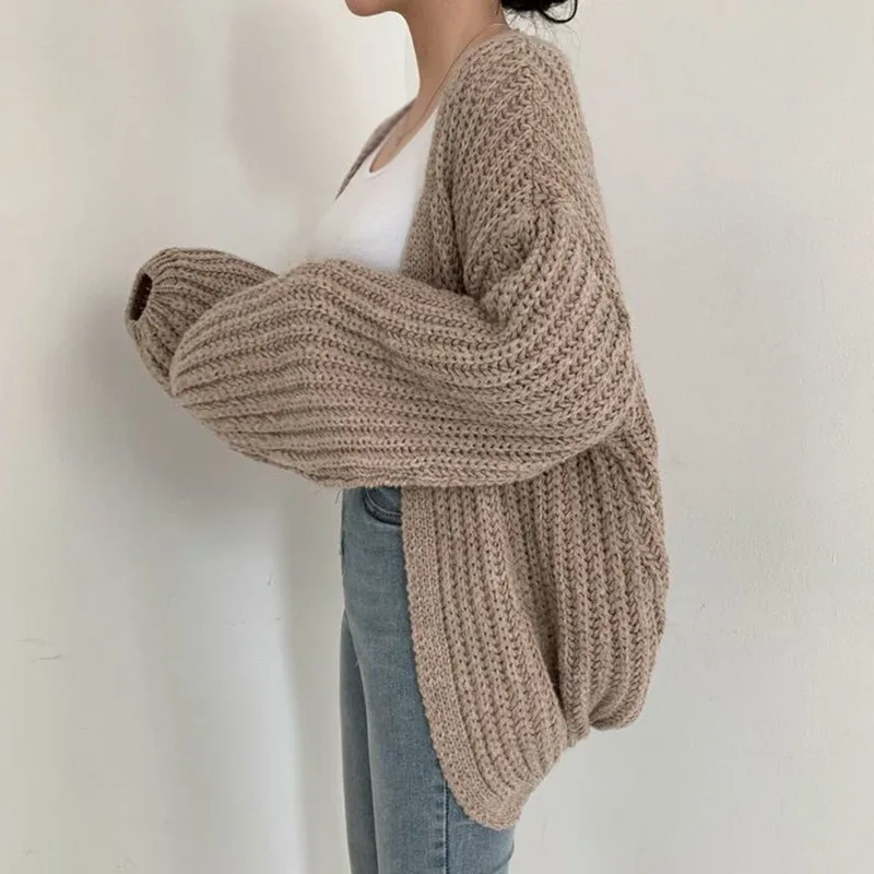 Women Cardigan Knitted Sweater Women Casual Korean Vintage Harajuku Lantern Sleeve Autumn Sweater