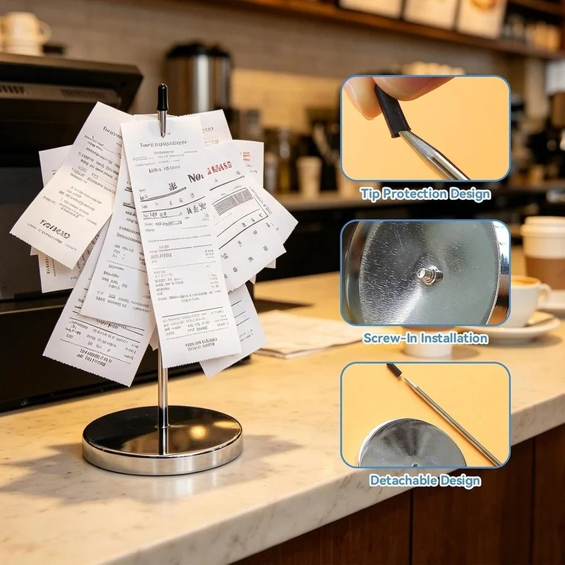 DT39 for Tab Grabber 2Pcs No Drill Kitchen Order Holder with 2 Ticket Spike Wall-Mounted Ticket Rail Rack 30cm Metal
