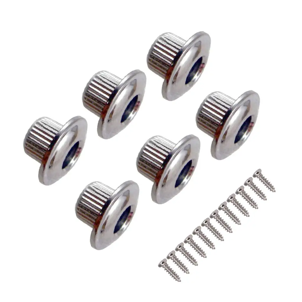 6 Pcs Acoustic Electric Guitar Parts Guitar Original Bushing Nuts Set Silver