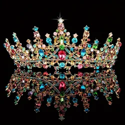1pc Luxurious Bridal Hair Accessory Shining Brightly Multi-color Rhinestone Tiaras for Wedding Party Wearing Women Jewelry Crown