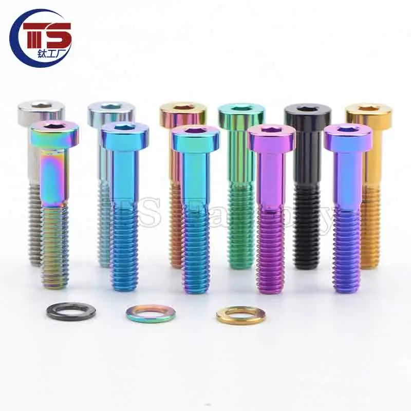 TS Titanium Factory 2 and 10pcs Titanium Alloy Clamp Fixing Screw M6X30mm Thin Column Head with Spacer High Hardness No Rust GR5
