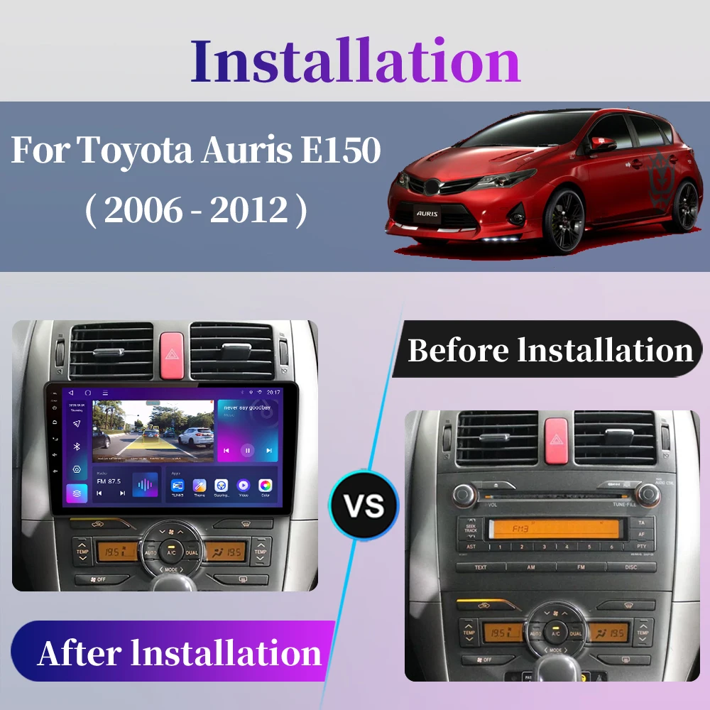 For Toyota Auris E150 2006 - 2012 Android Car Radio Multimedia Player GPS Navigation Carplay QLED Touch Screen Auto Stereo WIFI