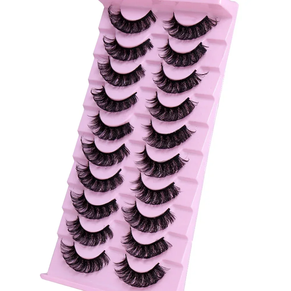 10Pairs Lashes DD Curl Russian Lashes 3D Mink Eyelashes Reusable Fluffy Russian Strip Lashes eyelash extension