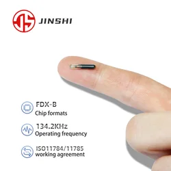 Microchip RFID para animales, etiqueta con Chip EM4305, ISO11784/5 FDX-B, 134,2 KHZ, 2,12x12mm, 1,4X8mm