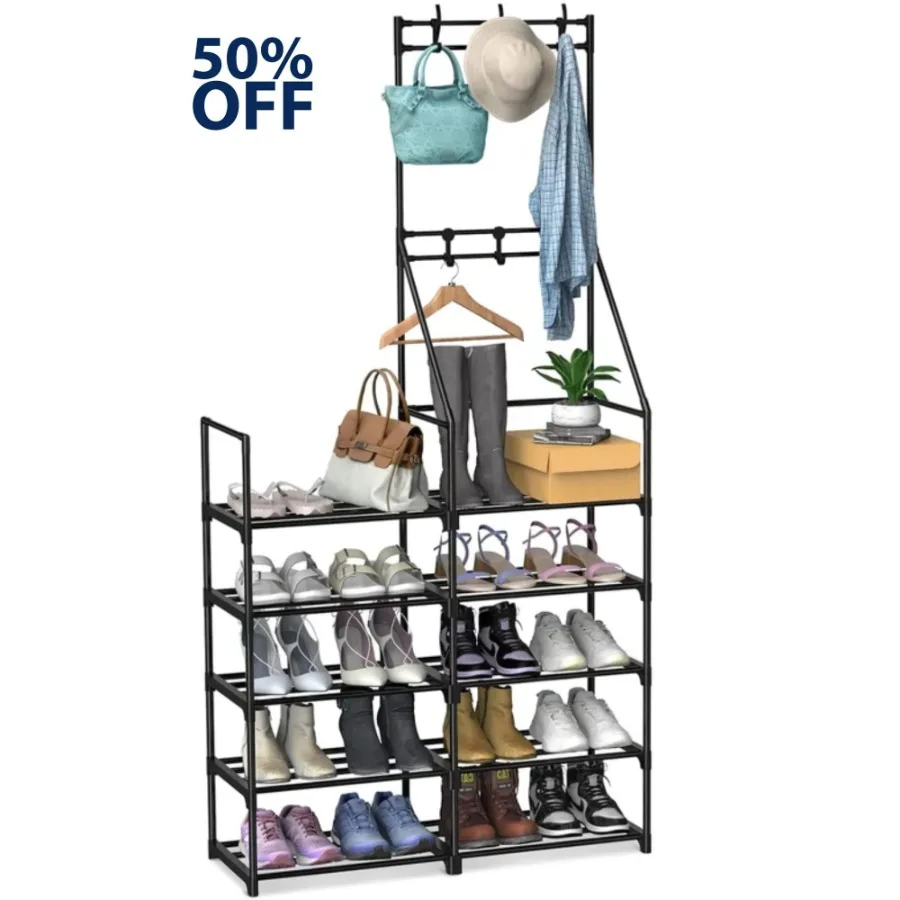 

5Tier Shoe Rack Shoe Storage Organizer Freestanding Coat and Shoe Rack 2530 Pairs Shoe Shelf for Entryway Closet