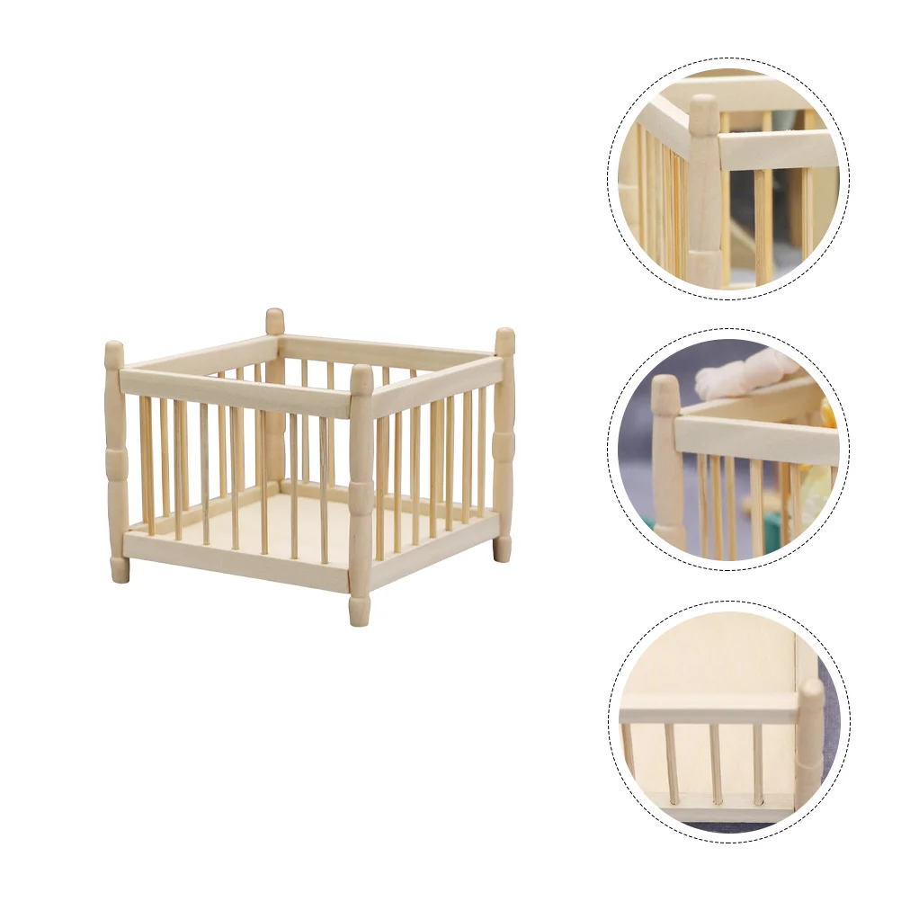 Ornement en bois de meubles miniatures pour enfants, chambre, maison, lit bébé, mini jouets