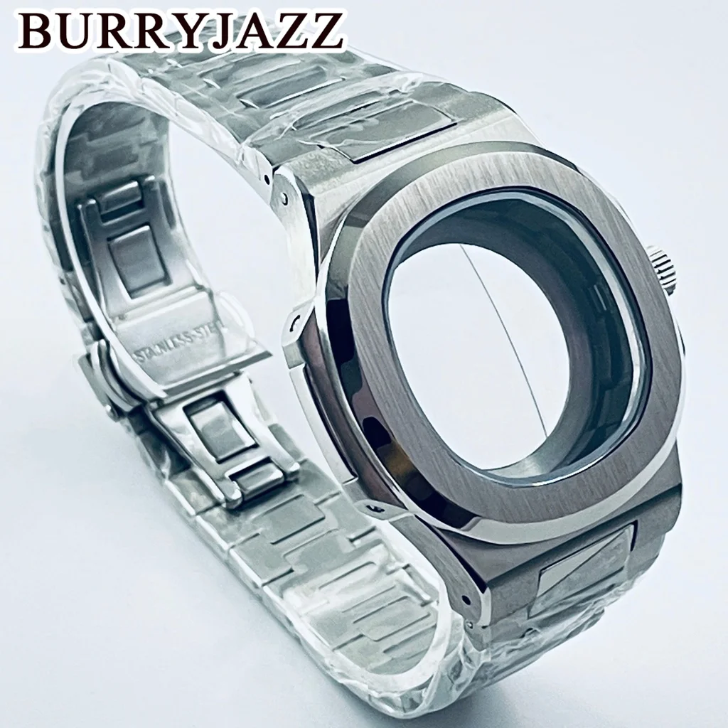 40mm Nautilus Style Watch Case Sapphire Crystal Stainless Steel Case Fit NH35 NH36 NH38 NH70 Movement Watch Mod Replacement Part