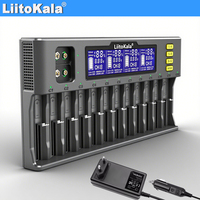 LiitoKala LiI-S12 Smart Charger 14 Slots - CE Certified Universal Charger for Li-ion/LiFePO4/Ni-MH/9V Batteries 18650, 26650, AA