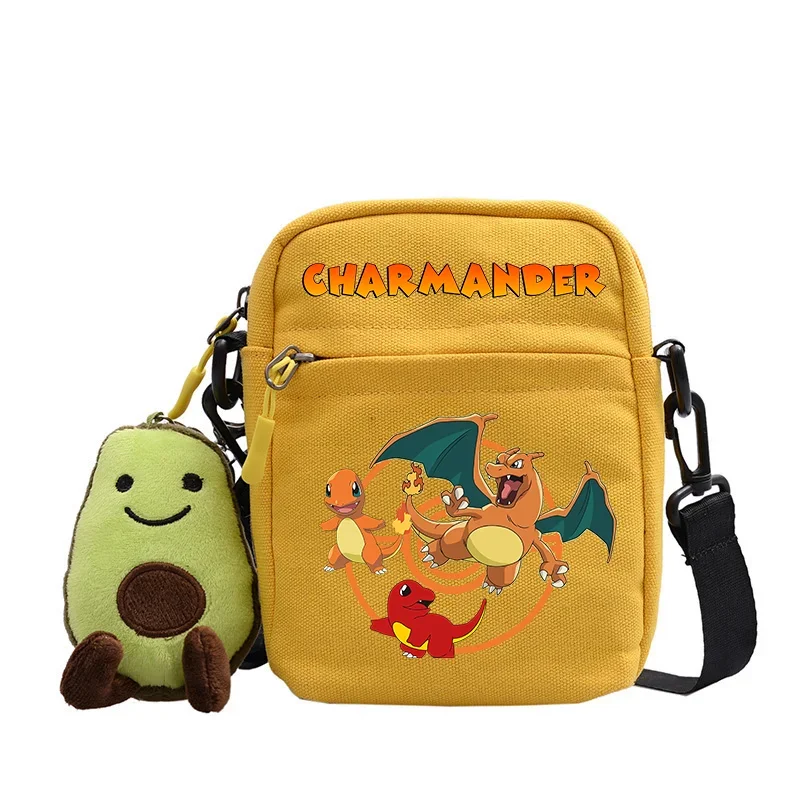 Pokemon Shoulder Bag Pikachu Gengar Crossbody Avocado Schoolbag Girl Boy Cartoon Printed Satchel Messager Bag Kids Birthday Gift